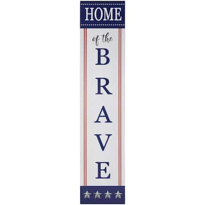 Home of the Brave Patriotic Wooden Wall Sign - 36"