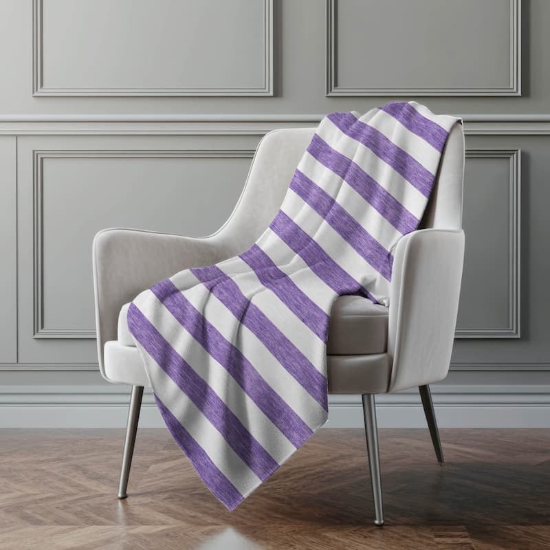 Premium Machine Washable Modern Stripes Sherpa Throw Blanket - Purple - 4'2" x 5'10"