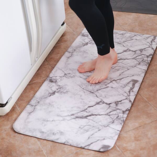 Shop Freshmint Comfort Anti Fatigue Marble Print Kitchen Mat 42 X 20 Inch 42 X 20 Overstock 31262805 Marble Ivory