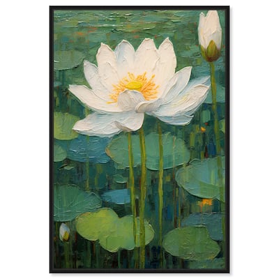 Art Remedy This Is My Waterlily Framed Impressionism 1 Piece Canvas Wall Art /Monet And Van Gogh Inspired Art