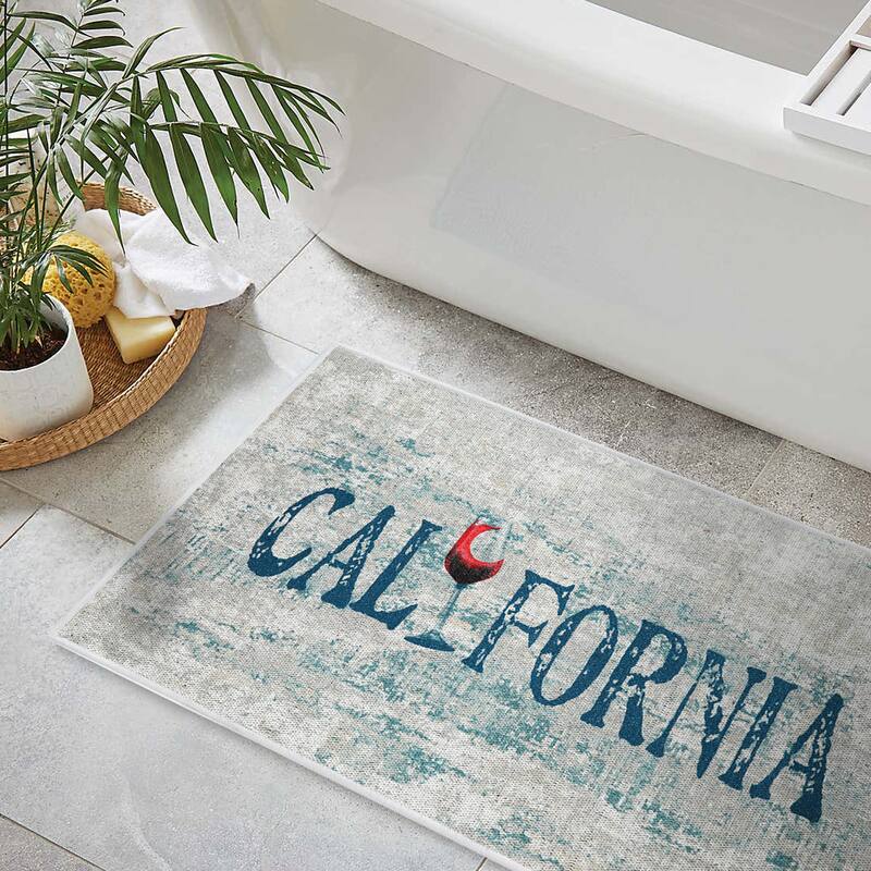 US States Design 3 Piece Bathroom Rugs Set - Non-Slip Ultra Thin Bath Rugs for Bathroom Floor - Washable Bathroom Mats Set