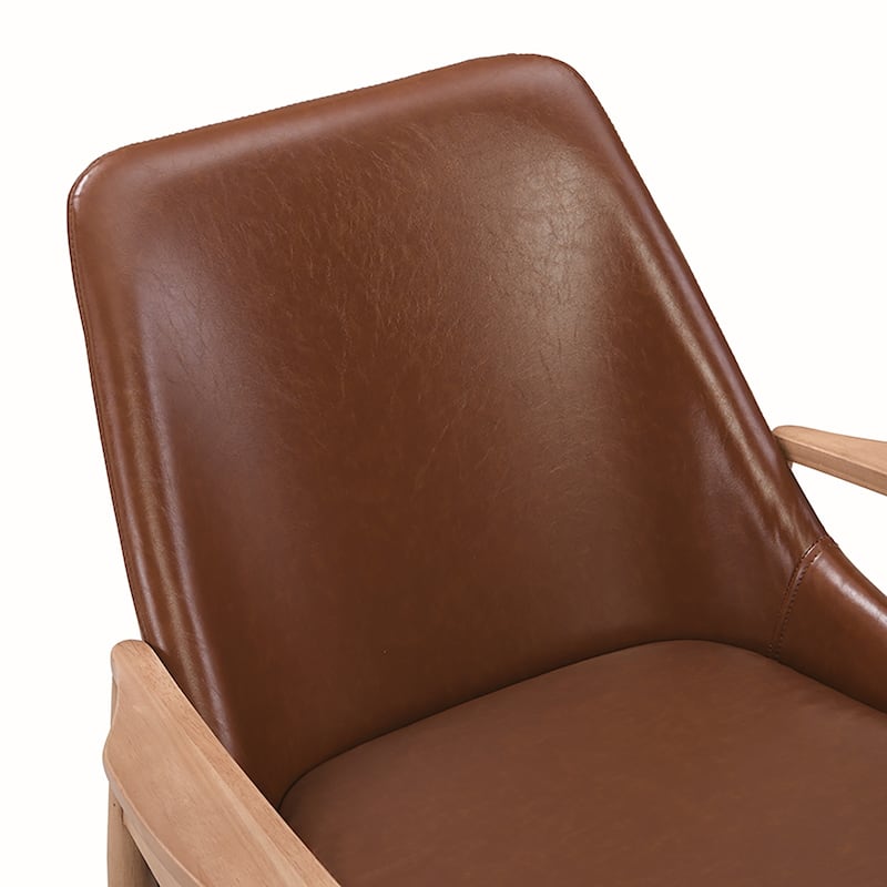 PU Leather Armchair With Wood Frame
