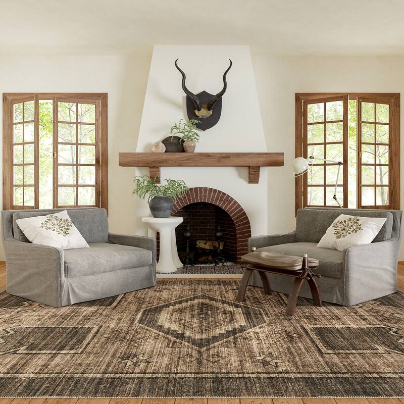 Nuloom Amyra SplashGuard Machine Washable Area Rug - 9' x 12' - Dark Brown