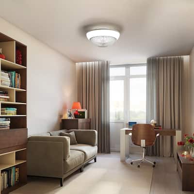 15 Inch RGB Dimmable Led Enclosed Ceiling Fan with Light - White