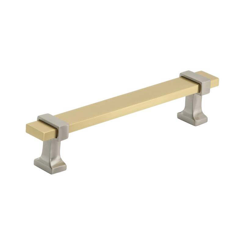 Amerock Overton Cabinet or Furniture Pull - 5-1/16 in (128 mm) Center-to-Center - Brushed Gold/Satin Nickel