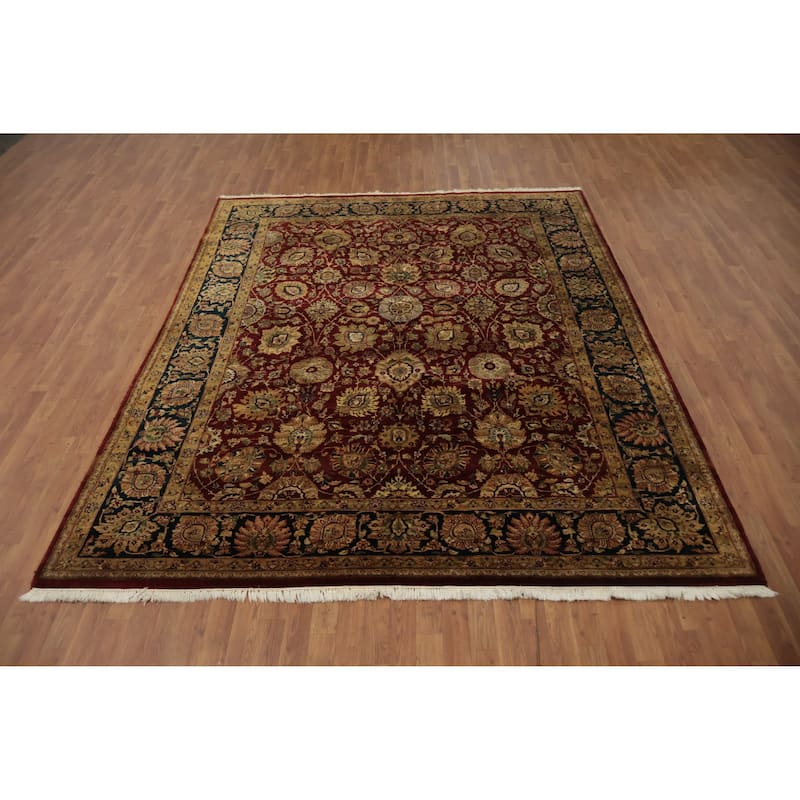 Hand Knotted Oriental 100% Wool Carpet Traditional All-Over Red Agra Area Rug - 10' 0'' X 8' 0''