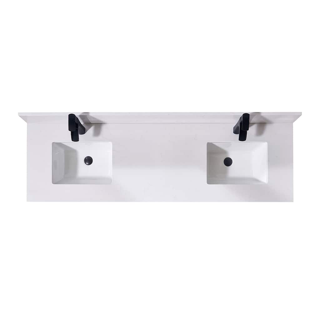 Altair 73 in. Frosinone Engineered stone Vanity Top in Jazz White with White Sink without vanity
