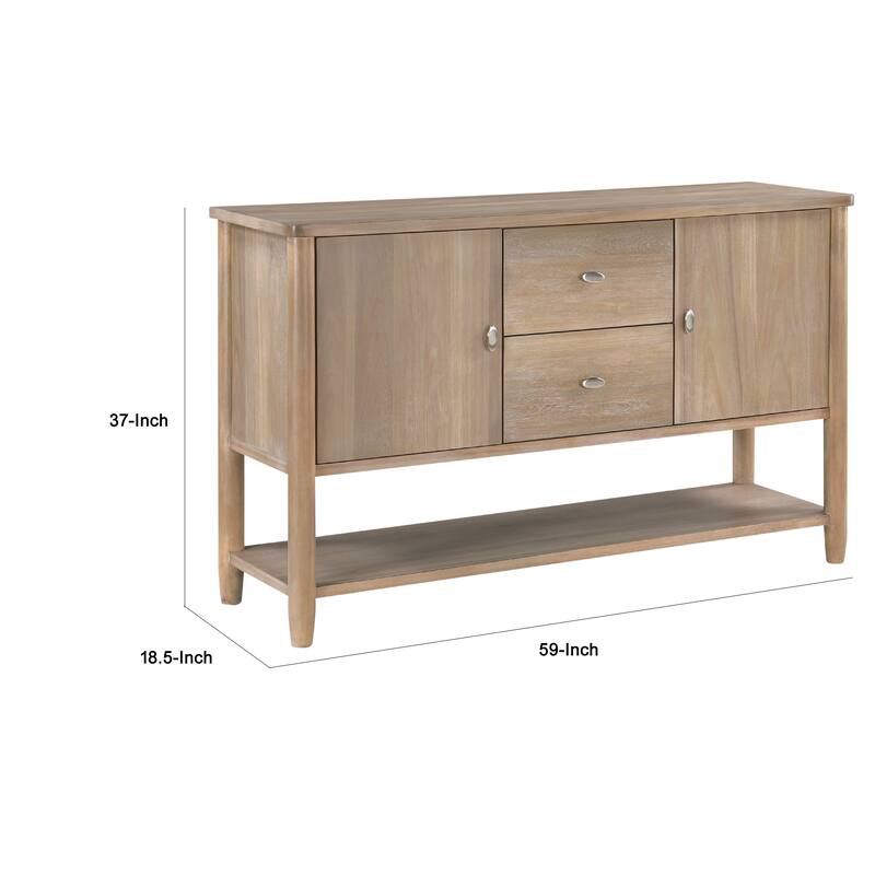 Rinie Sideboard Buffet Console, 2 Drawer and Cabinets, Brown