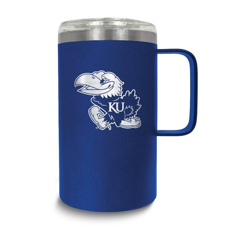 Collegiate University of Kansas Stainless Steel 18 Oz. Hustle Mug with Lid