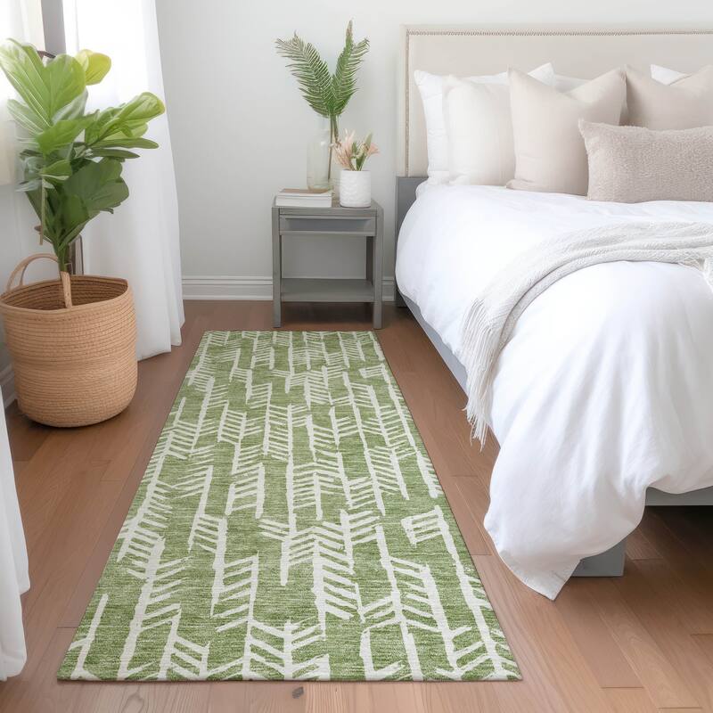 Premium Washable Super Soft Modern Arrows Mayfield Rug - Green - 2'3" x 7'6"
