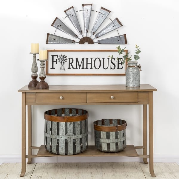 Glitzhome Farmhouse Rustic Vintage Wind Spinner Wall Decor Overstock 19288128