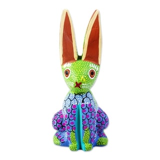 Novica Handmade Colorful Bunny Wood Alebrije Figurine - Bed Bath ...