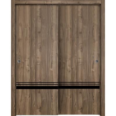 Bypass Doors 36 x 80 Planum 0012 Walnut with Sturdy Rails