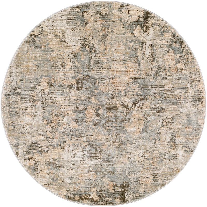 Livabliss Transitional Brunswick Abstract Area Rug - 7'10" x 7'10" Round - Dark Gray