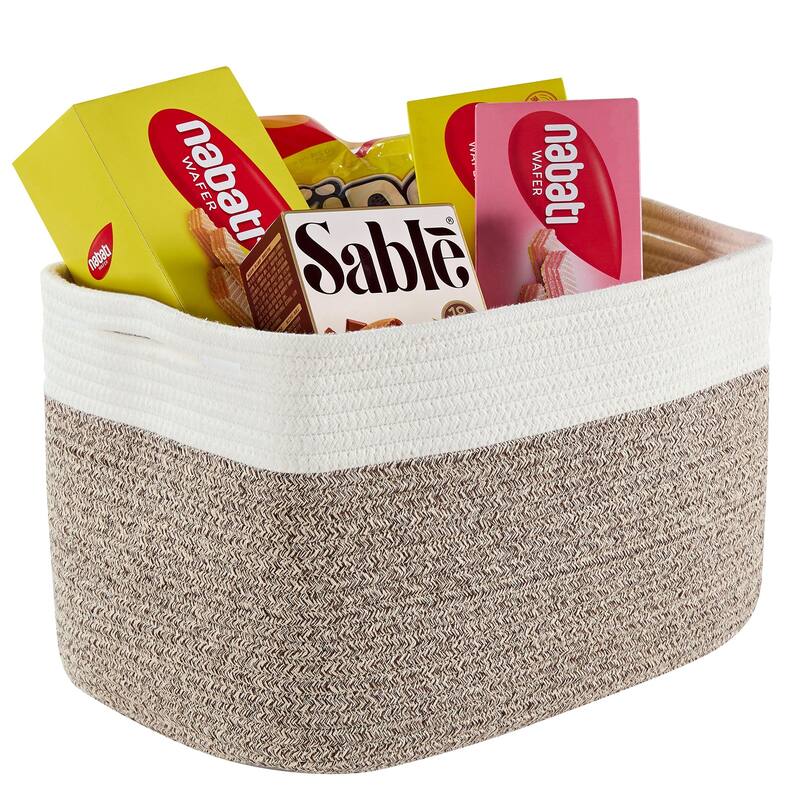 VECELO Large Round/Rectangle Blanket Storage Baskets,Toy Storage Organizing with Handle