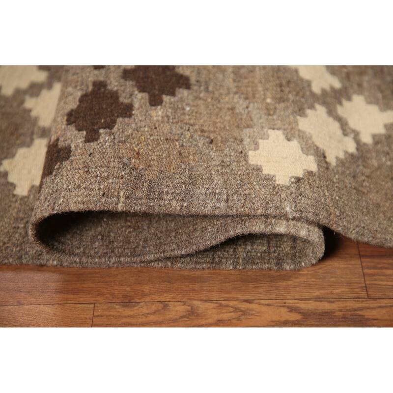 Hand Woven Oriental 100% Wool Carpet Southwestern Geometric Multi-Colored Kilim Area Rug - 6' 3'' X 5' 1''