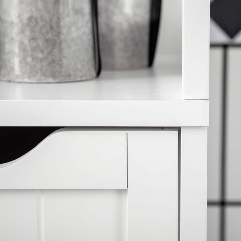 kleankin Narrow Bathroom Cabinet with 3 Drawers and 2 Tier Shelf, Tall Cupboard Freestanding Linen Tower, Slim Corner Organizer