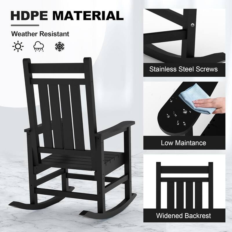 Patio High Back Porch Rocking Chair for Outside - 1PC