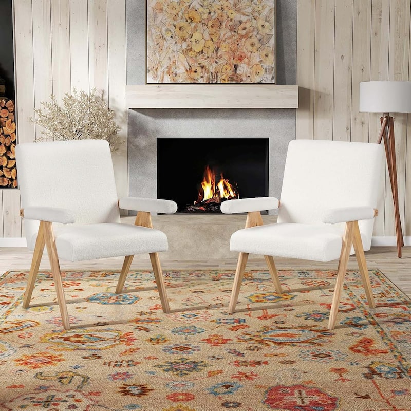 Sherpa Fabric Armchair Upholstered Reading Chair Leisure Chair