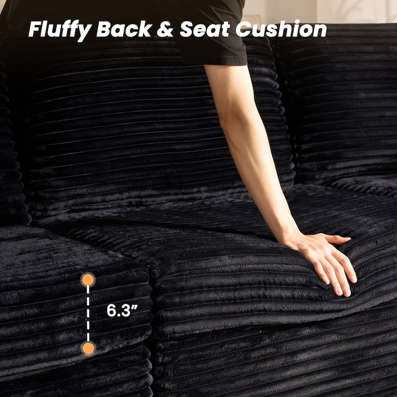 HOOOWOOO Modular U-shaped Corduroy Fabric Sectional Sofa Couch with Ottoman