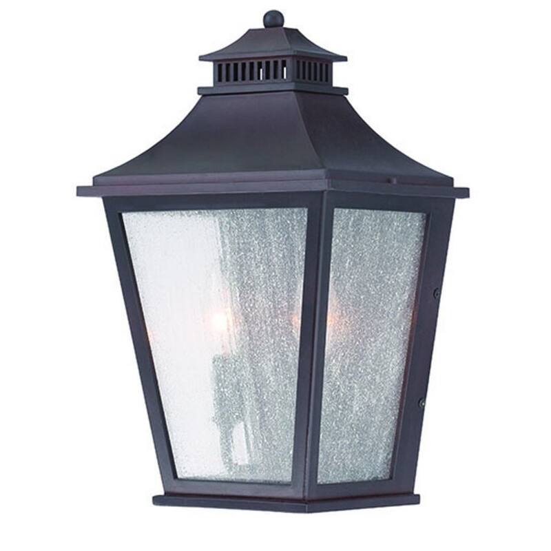 Antique Brass Glass Flush Mount Wall Light with Steel Accents 2-Light - 7” x 9” x 14.5” (D x W x H)