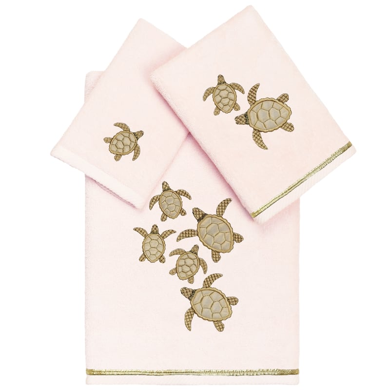 Authentic Hotel and Spa Turkish Cotton Tortuga 3PC Towel Set - Blush