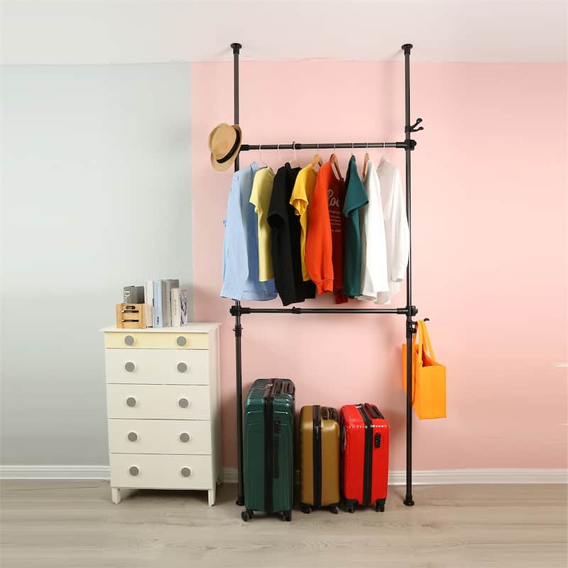 Telescopic Garment Rack,Heavy Duty Design Movable DIY By Hand