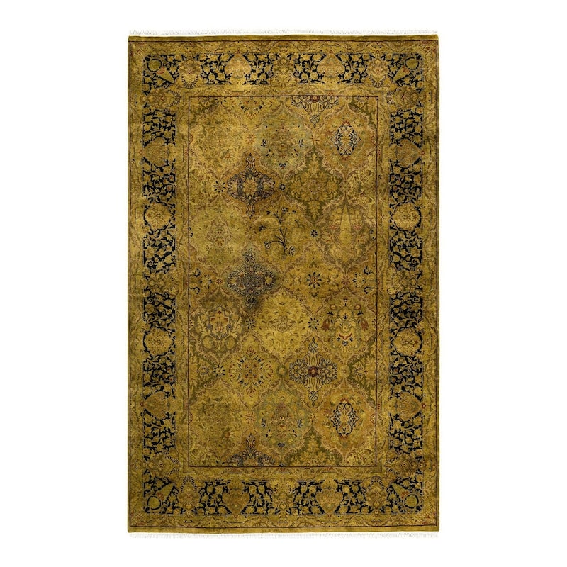 Overton Hand Knotted Wool Vintage Inspired Modern Contemporary Overdyed Gold Area Rug - 4' 7" x 7' 4"