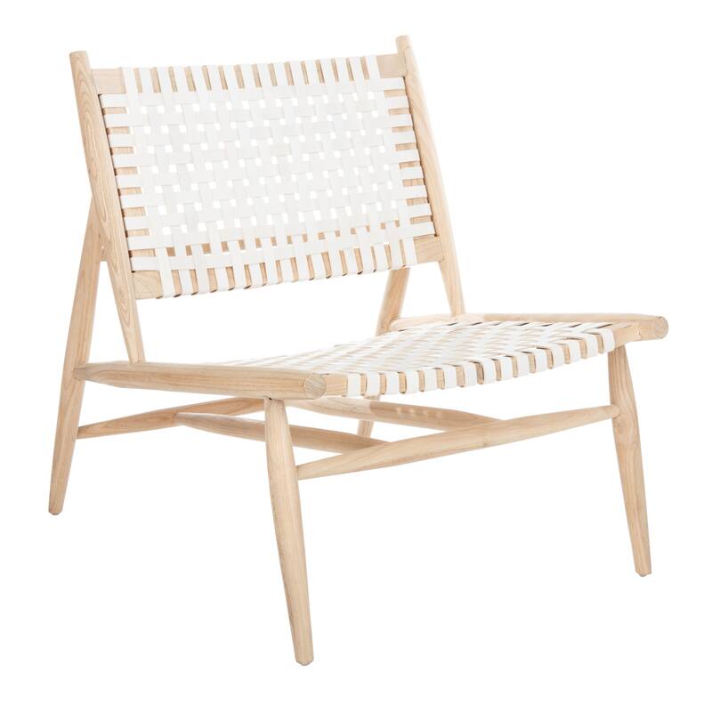 SAFAVIEH Soleil Squared Leather Woven Accent Chair - 26" W x 31.5" L x 30.7" H