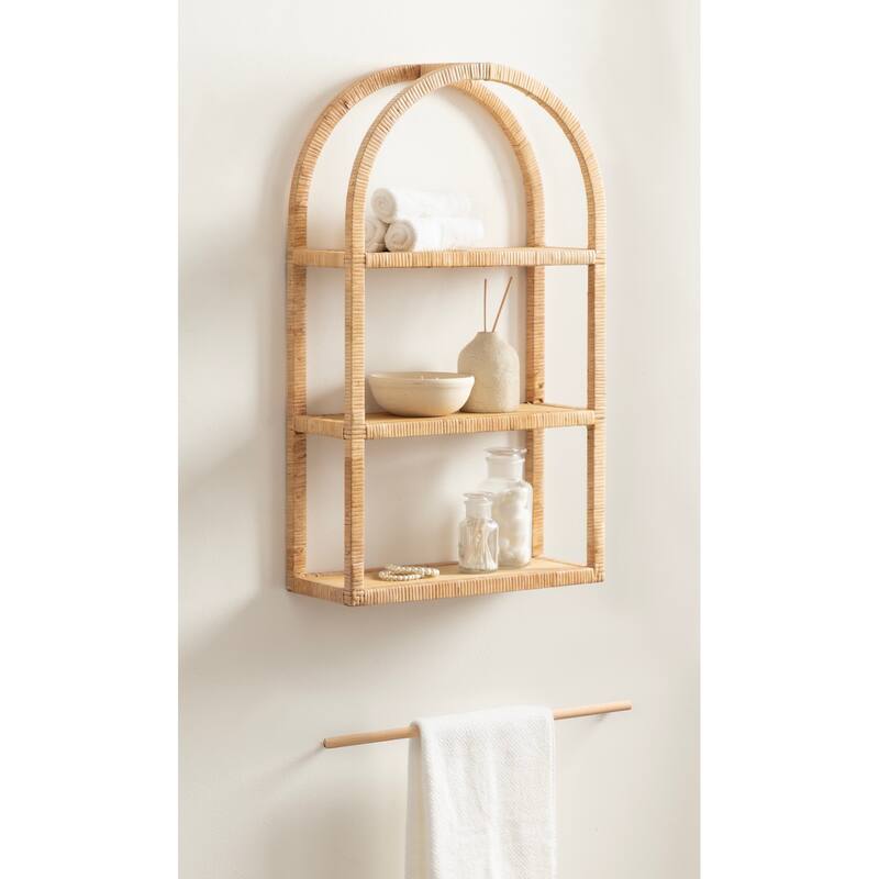 Kate and Laurel Rahmati Rattan Wall Shelf