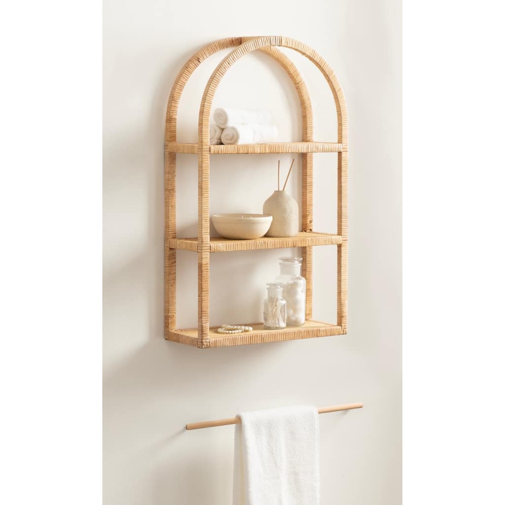 Kate and Laurel Rahmati Rattan Wall Shelf
