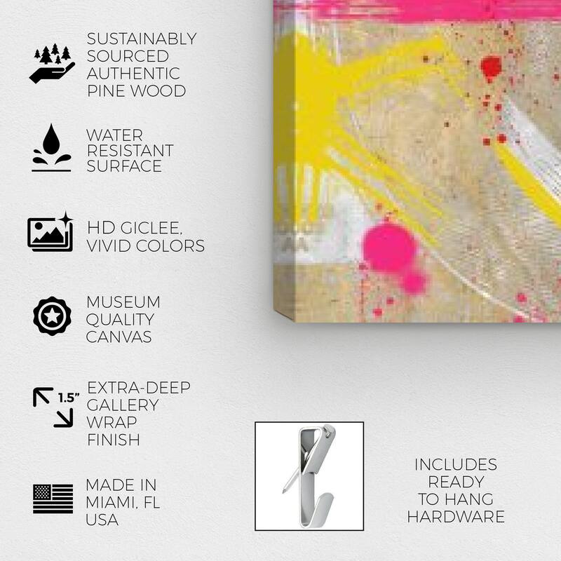 Wynwood Studio Abstract Money Techno Pop Yellow and Hot Pink Modern & Contemporary Wall Art Canvas Print