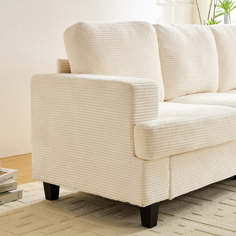 Mixoy 82" Corduroy Sectional Sofa Couch,Cloud Sleeper Comfy Upholstered 3-Seater Sofa