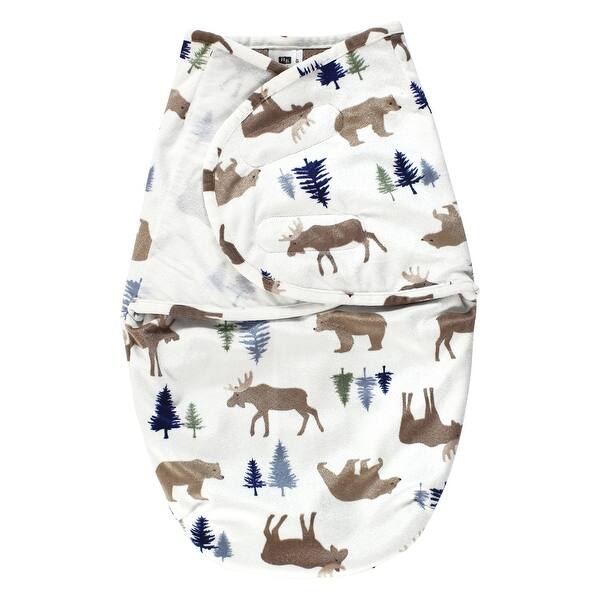 slide 1 of 1, Hudson Baby Infant Boy Plush Faux Fur Swaddle Wrap, Moose Bear, 0-3 Months - Moose Bear - 0-3 Months 0-3 Months - Moose Bear