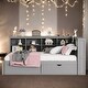 preview thumbnail 11 of 17, 2 Color Wooden Full Size Daybed with 2 Drawers, Kids Bed with Storage Shelf and USB Charging Ports Grey