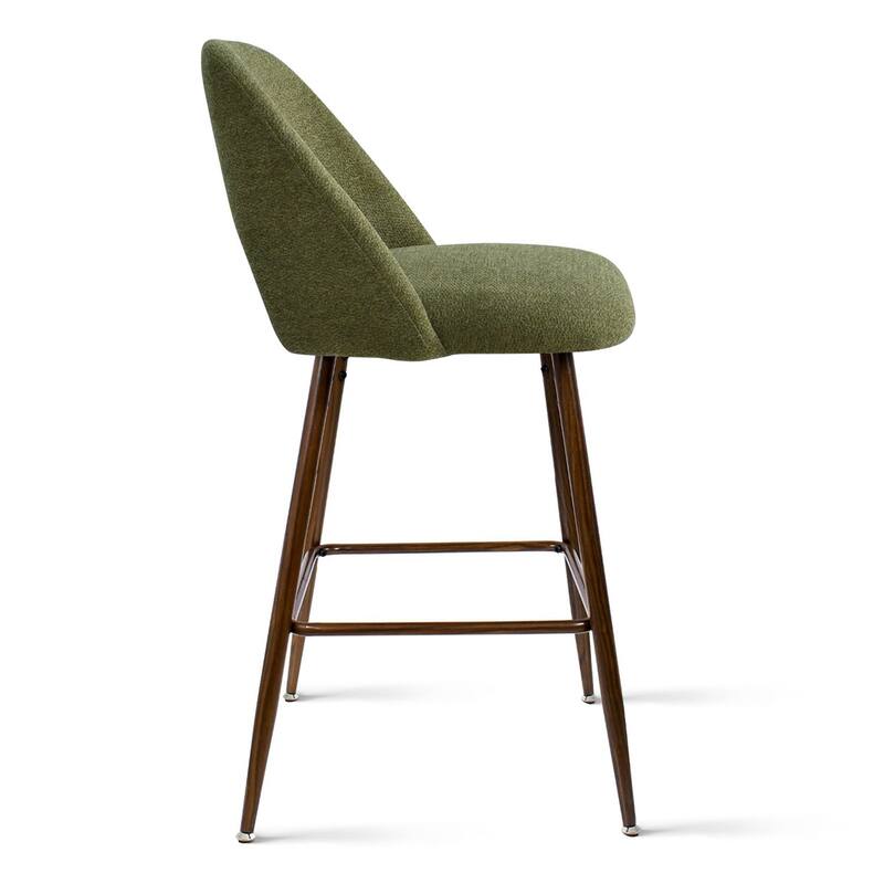 Upholstered Modern Bar Stool Walnut Leg (Set of 2)