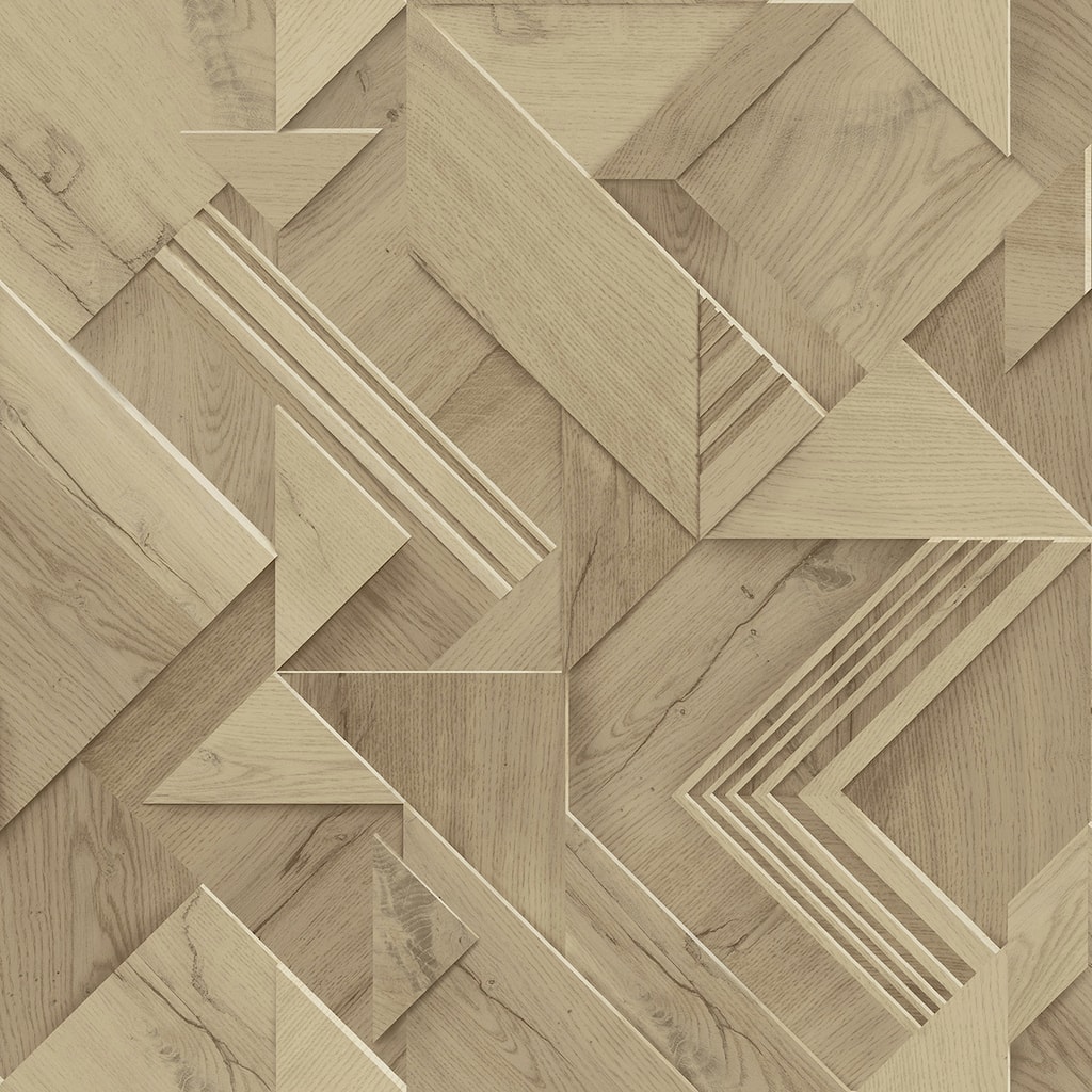 Advantage Cassian Light Brown Wood Geometric Wallpaper