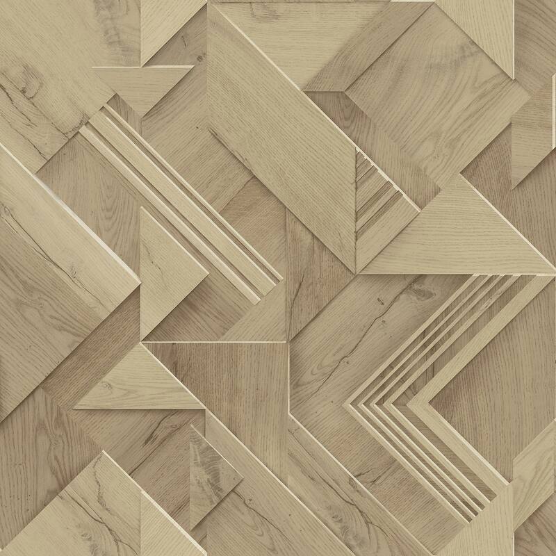 Advantage Cassian Light Brown Wood Geometric Wallpaper