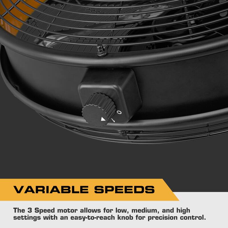 16" Mule Matte Black Outdoor Wet-Rated Pivoting Wall Fan with Remote, 3-Speed AC Motor - 18 Inches