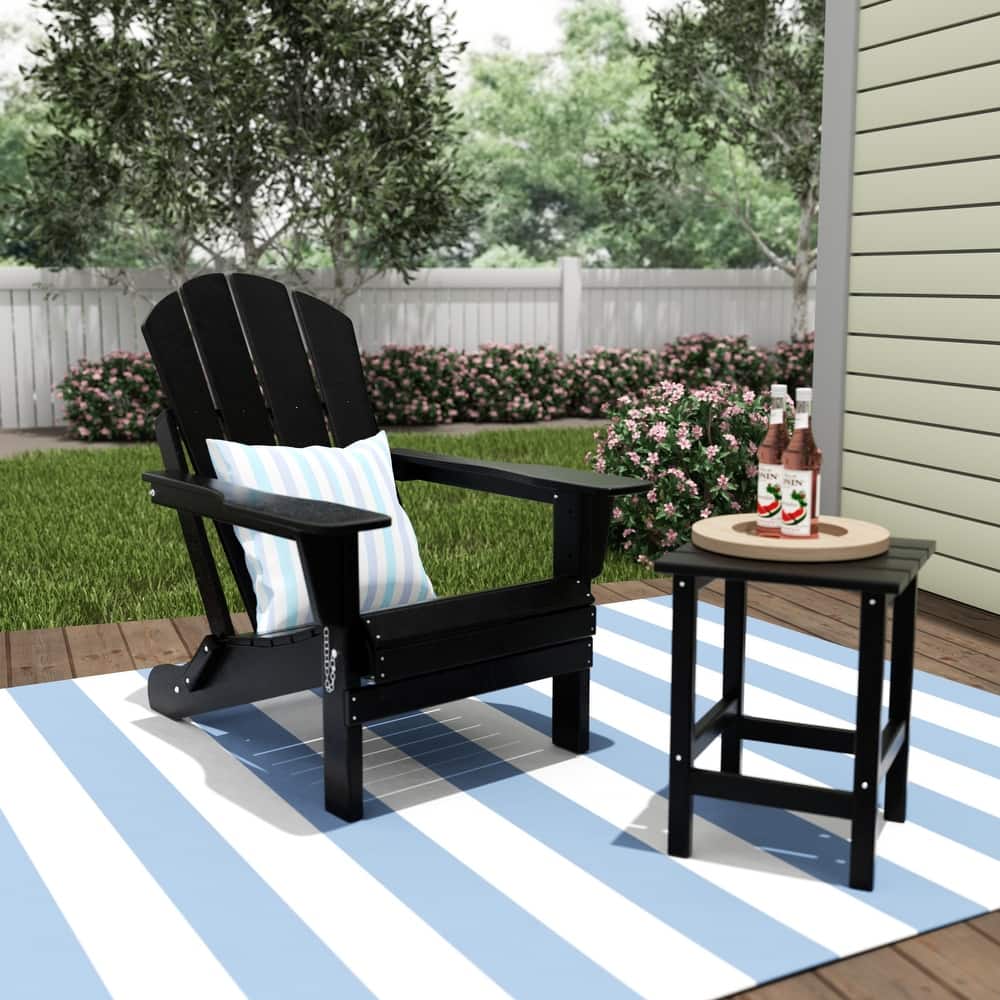 Laguna Hdpe All Weather Outdoor Patio Foldable Adirondack Chair With Side Table (2-Piece Set)