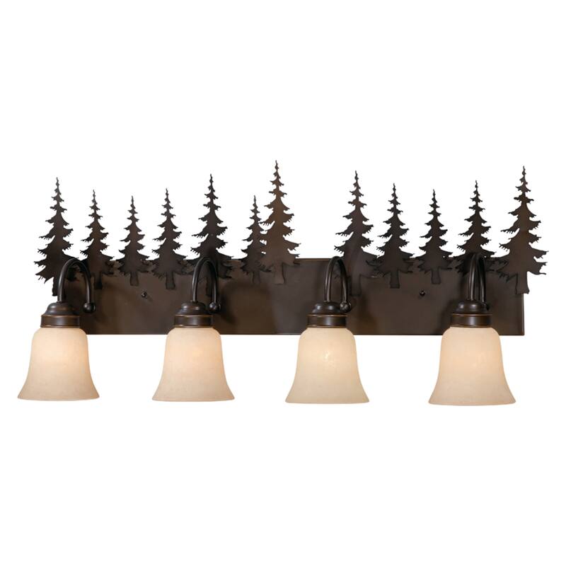 Yosemite 4 Light Bronze Rustic Tree Bathroom Vanity Fixture - 33-in W x 14-in H x 8-in D
