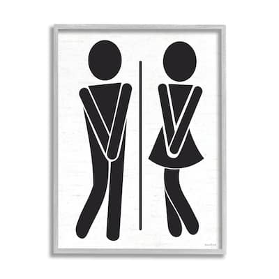 Stupell Bathroom Sign Genders Got to Go Stance Figures Framed Wall Art - Black