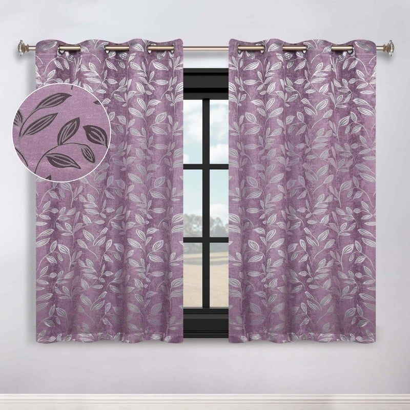 Superior Modern Bohemian Leaves Room Darkening Curtains with Grommets
