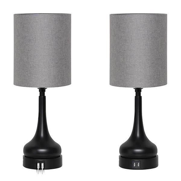 Set of 2 Table Lamps Touch Bedside Lamps with Dual USB Grey Silver 6.9 x 17.7 On Sale Bed Bath Beyond 37349844