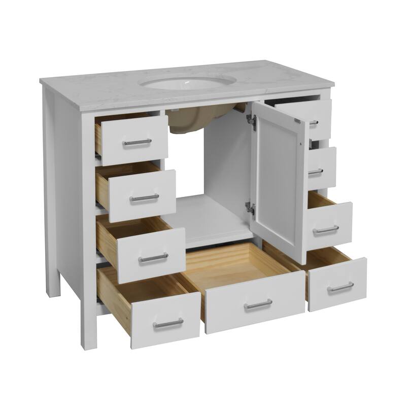 KitchenBathCollection Horizon 42" Bathroom Vanity with Engineered Carrara Top
