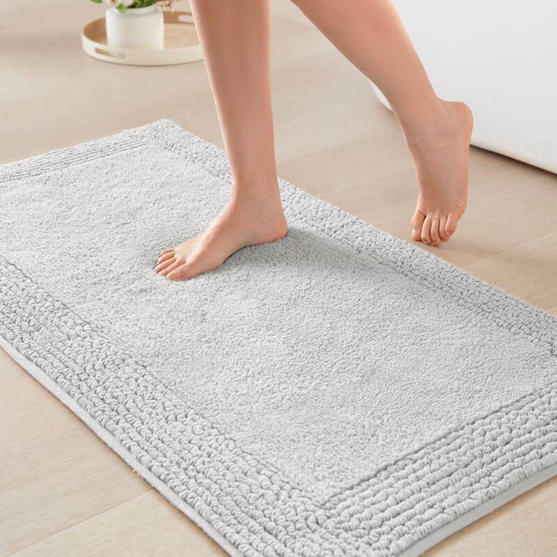 1 PCS 17x24" Cotton Tufted 3000 GSM Reversible Bath Rug White