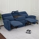 preview thumbnail 86 of 118, MCombo 64.6" Wall Hugger Power Loveseat Fabric Recliner Sofa with USB Ports Sofa - Navy