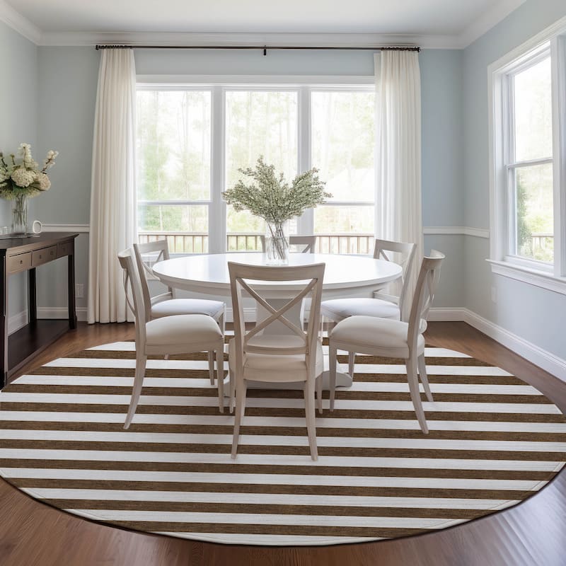 Almosi Stripe Weather Resistant Blended Style Outdoor Rug