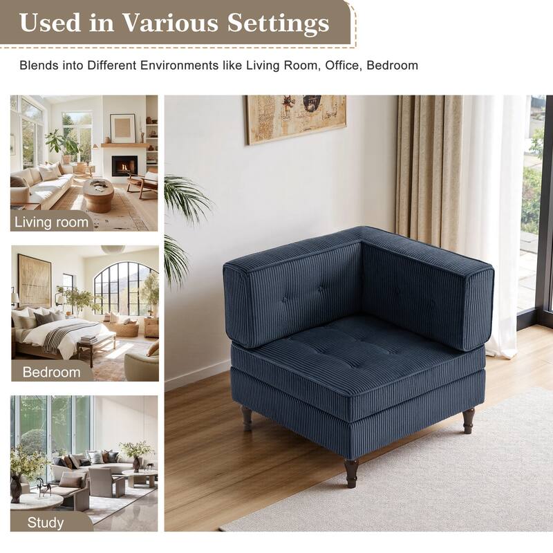 UIXE Corduroy Modular Corner Sofa Lounge Corner Arm Chair