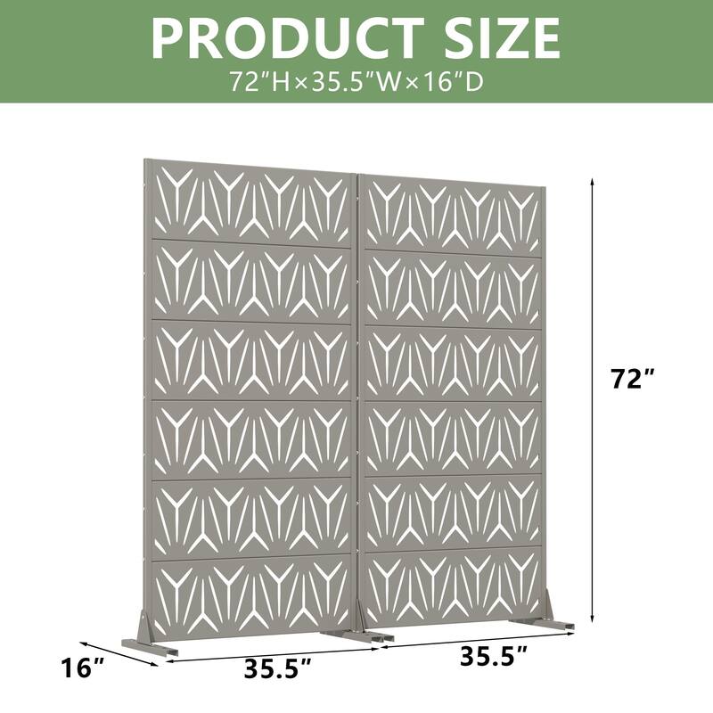 Dovelina Outdoor Freestanding Metal Privacy Screen Decorative Garden Fence (Set of 2)